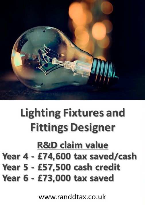Lighting Fixtures and Fittings Designer RandD Tax